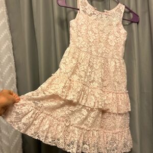 Pastourelle by Pippa and Julie Girls Pink Floral Lace Tiered Dress #91